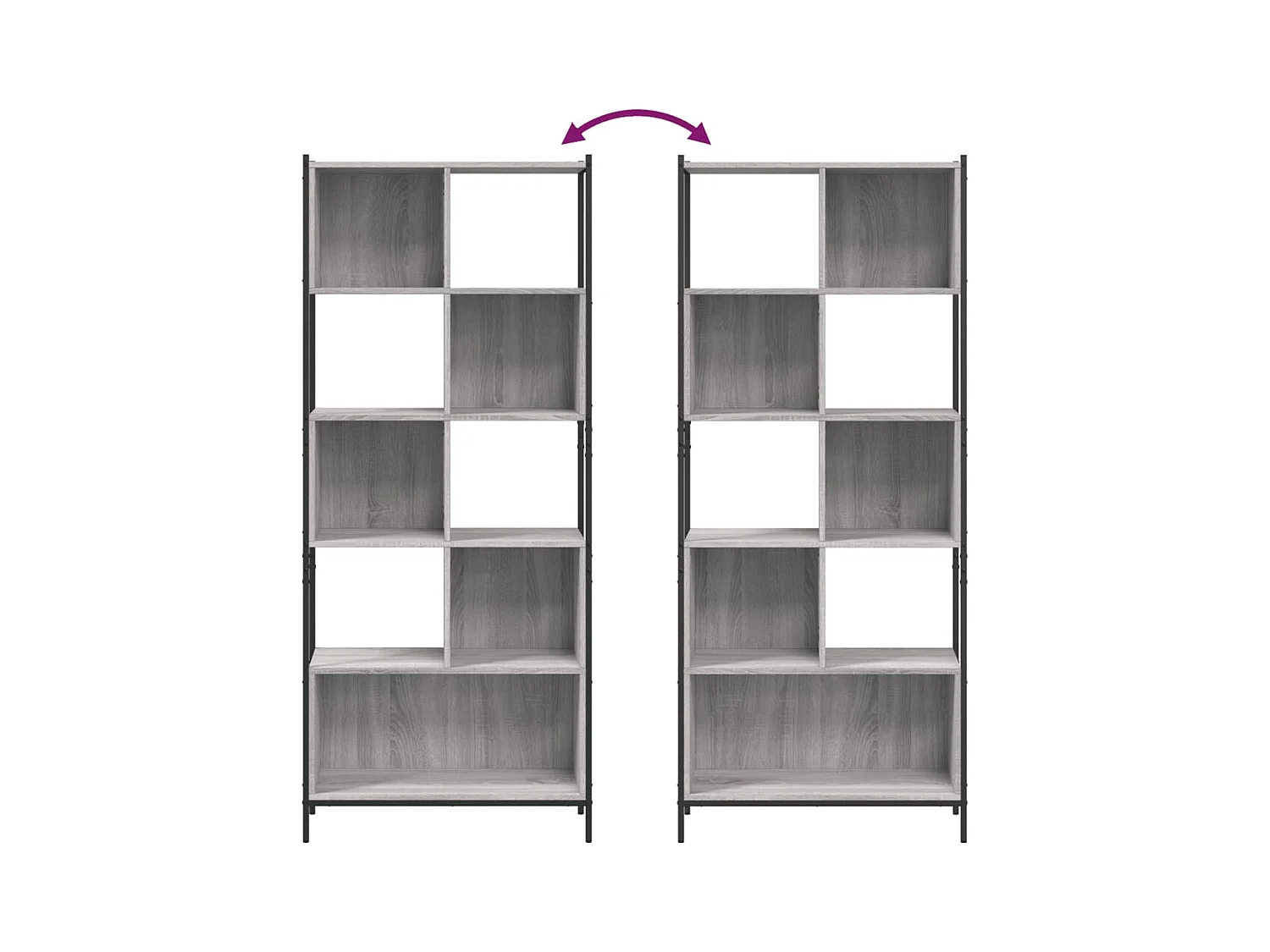 Sonmez  Bibliothèque sonoma gris 72x28x172 cm bois d'ingénierie