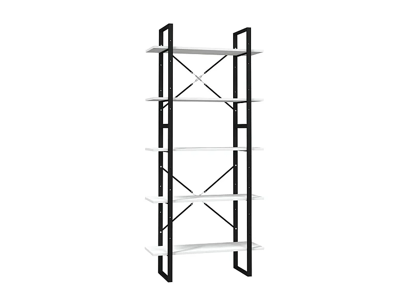 Aubagne  Bibliothèque à 5 niveaux Blanc 80x30x175 cm Bois de pin