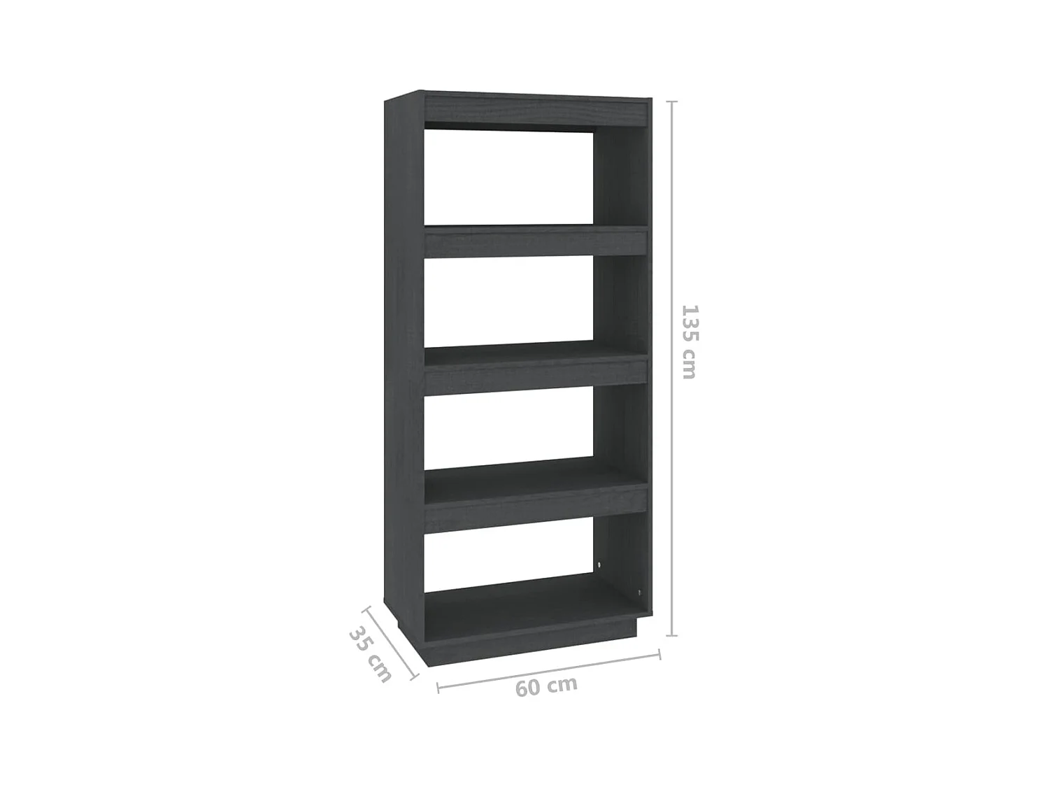 Alisha  Bibliothèque/Séparateur de pièce Gris 60x35x135 cm Pin massif