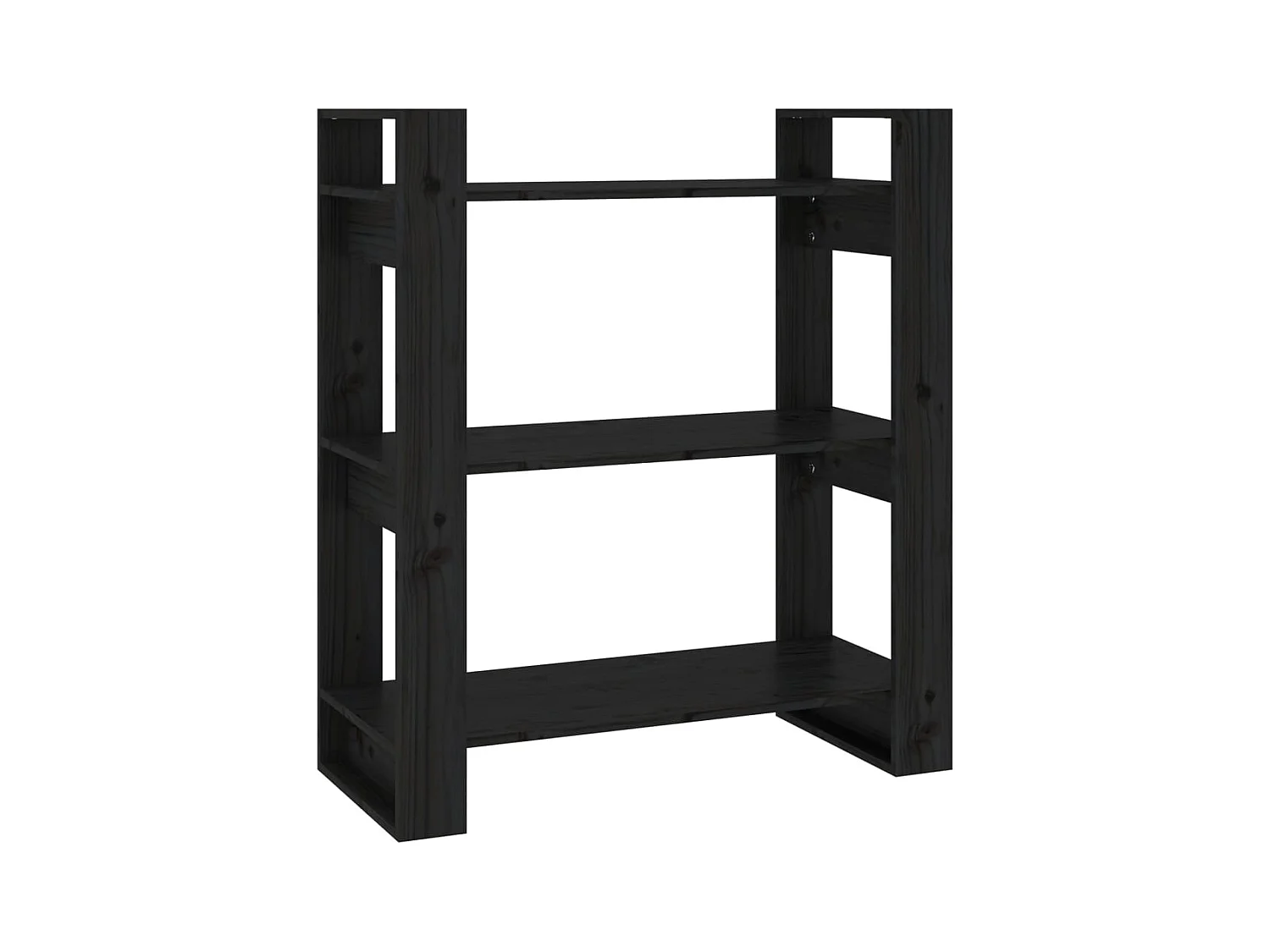 Sophie-Aurélie-Marie  Bibliothèque/Séparateur de pièce Noir 80x35x91 cm Pin solide