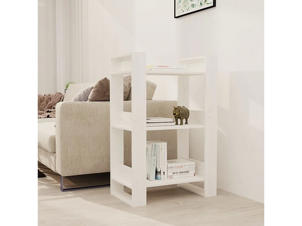 La Roche-sur-Yon  Bibliothèque/Séparateur de pièce Blanc 60x35x91 cm Bois de pin