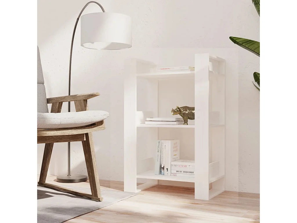 La Roche-sur-Yon  Bibliothèque/Séparateur de pièce Blanc 60x35x91 cm Bois de pin