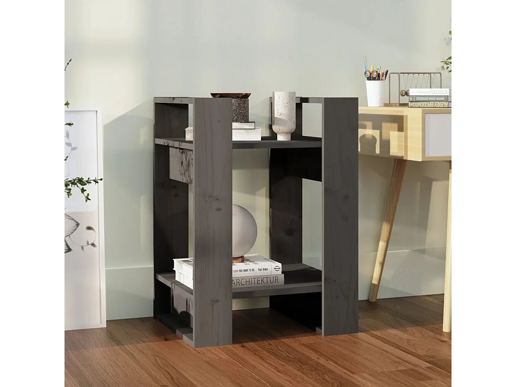 Christine-Louise  Bibliothèque/Séparateur de pièce Gris 41x35x57 cm Pin solide