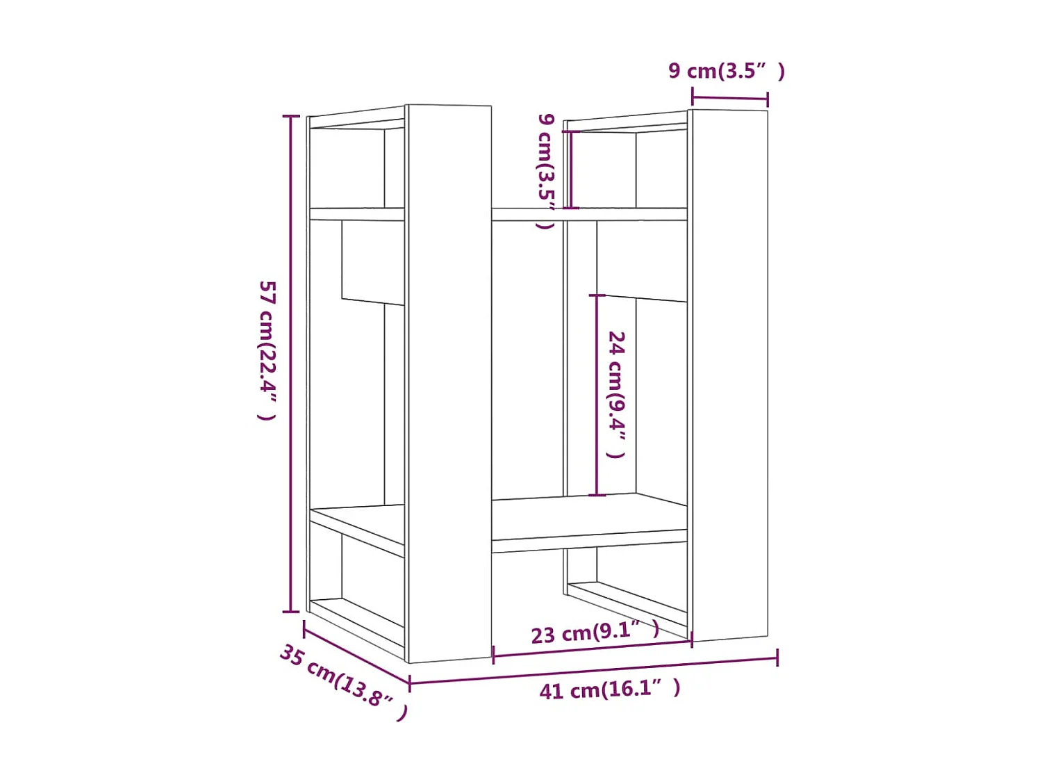 Christine-Louise  Bibliothèque/Séparateur de pièce Gris 41x35x57 cm Pin solide