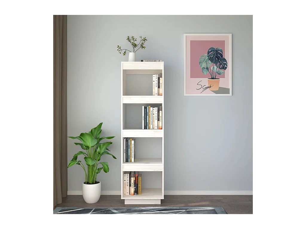 Alisha  Bibliothèque/Séparateur de pièce Blanc 40x35x135 cm Pin massif