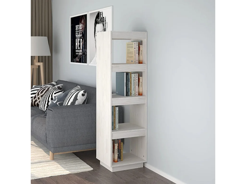 Alisha  Bibliothèque/Séparateur de pièce Blanc 40x35x135 cm Pin massif