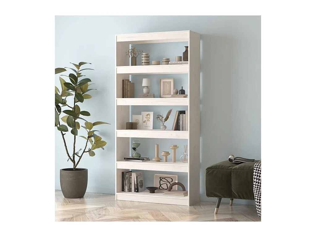 Aruna  Bibliothèque/Séparateur de pièce Blanc 80x30x167,4cm Pin massif