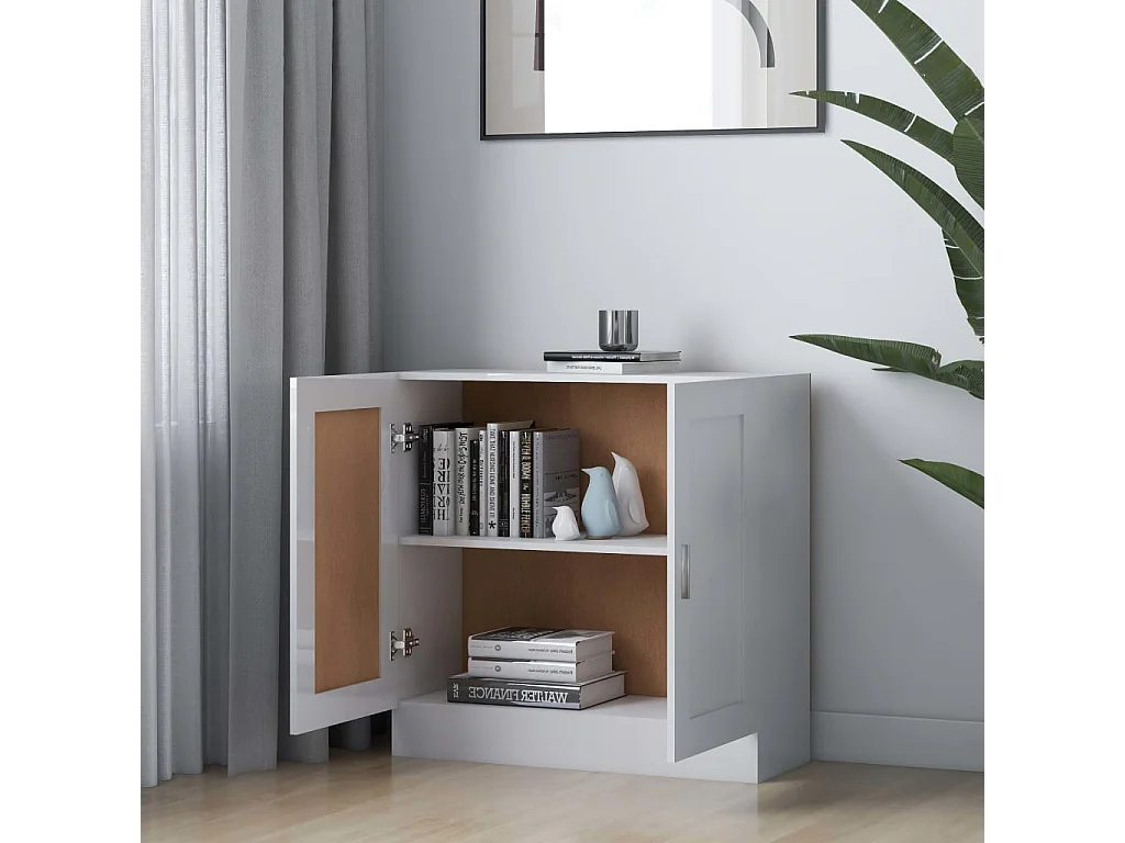 Krimpen aan den IJssel  Bibliothèque Blanc brillant 82,5x30,5x80 cm Bois d’ingénierie