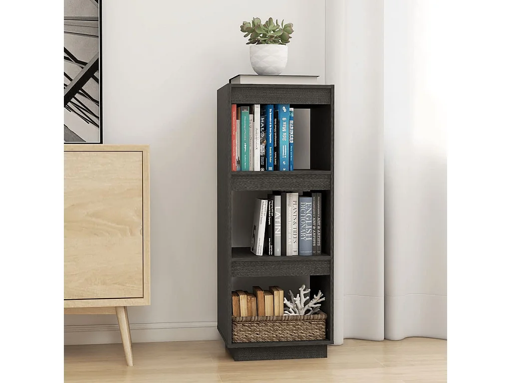 Alisha  Bibliothèque/Séparateur de pièce gris 40x35x103 cm pin massif