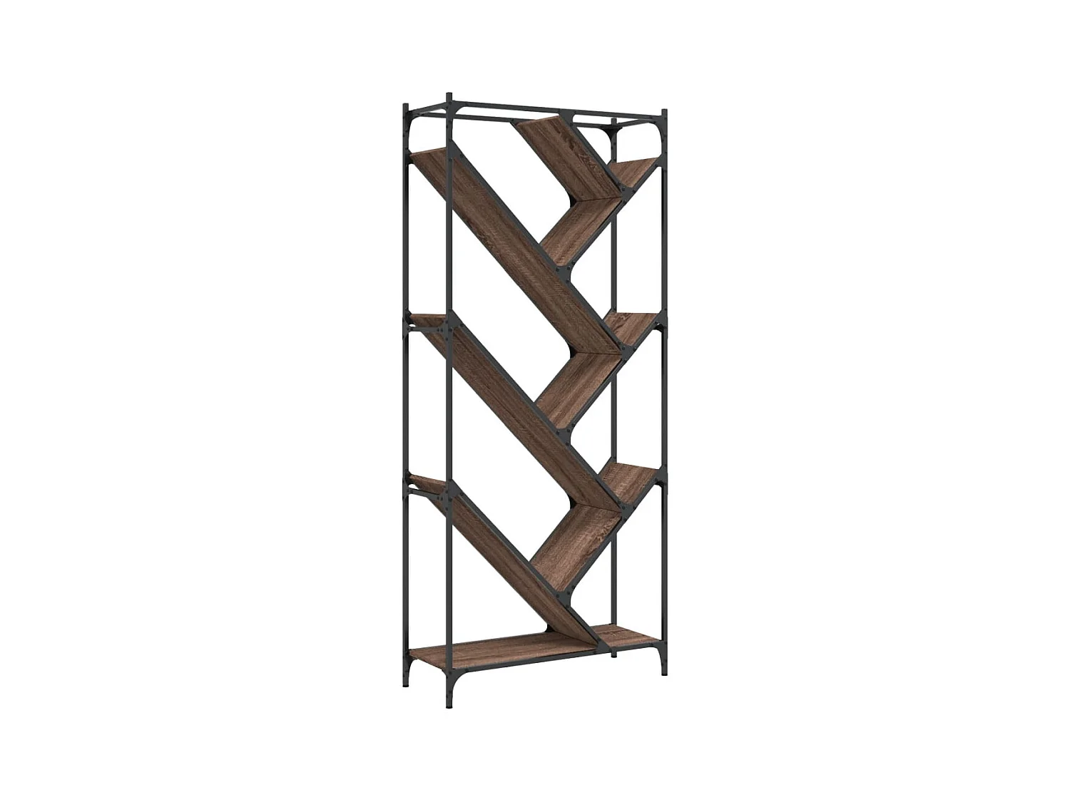Øystine  Bibliothèque chêne marron 79x30x180 cm bois ingénierie et métal