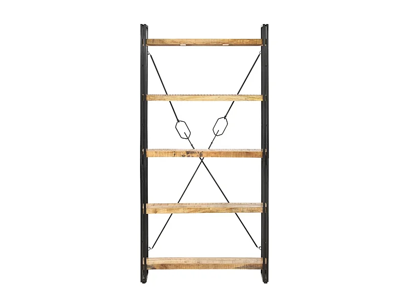 Yoan  Boekenkast met 5 schappen 90x30x180 cm massief mangohout