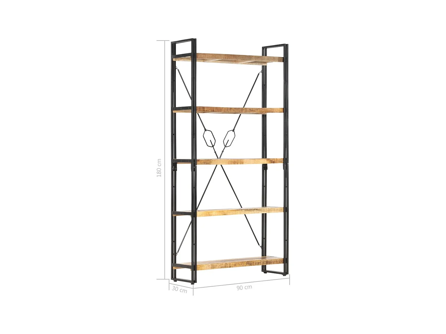 Yoan  Bibliothèque 5 niveaux 90x30x180 cm Bois solide de manguier