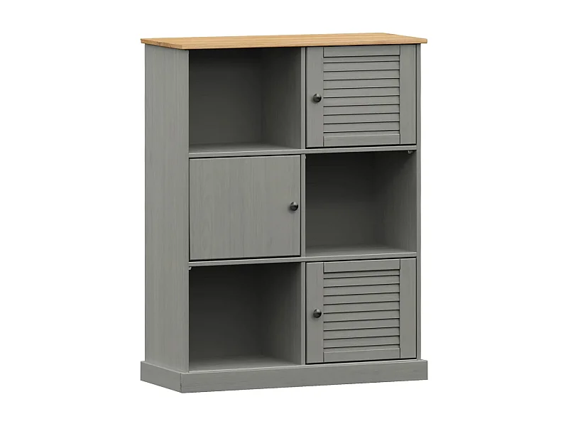 Thyron  Librería VIGO madera maciza de pino gris 90x35x114,5 cm