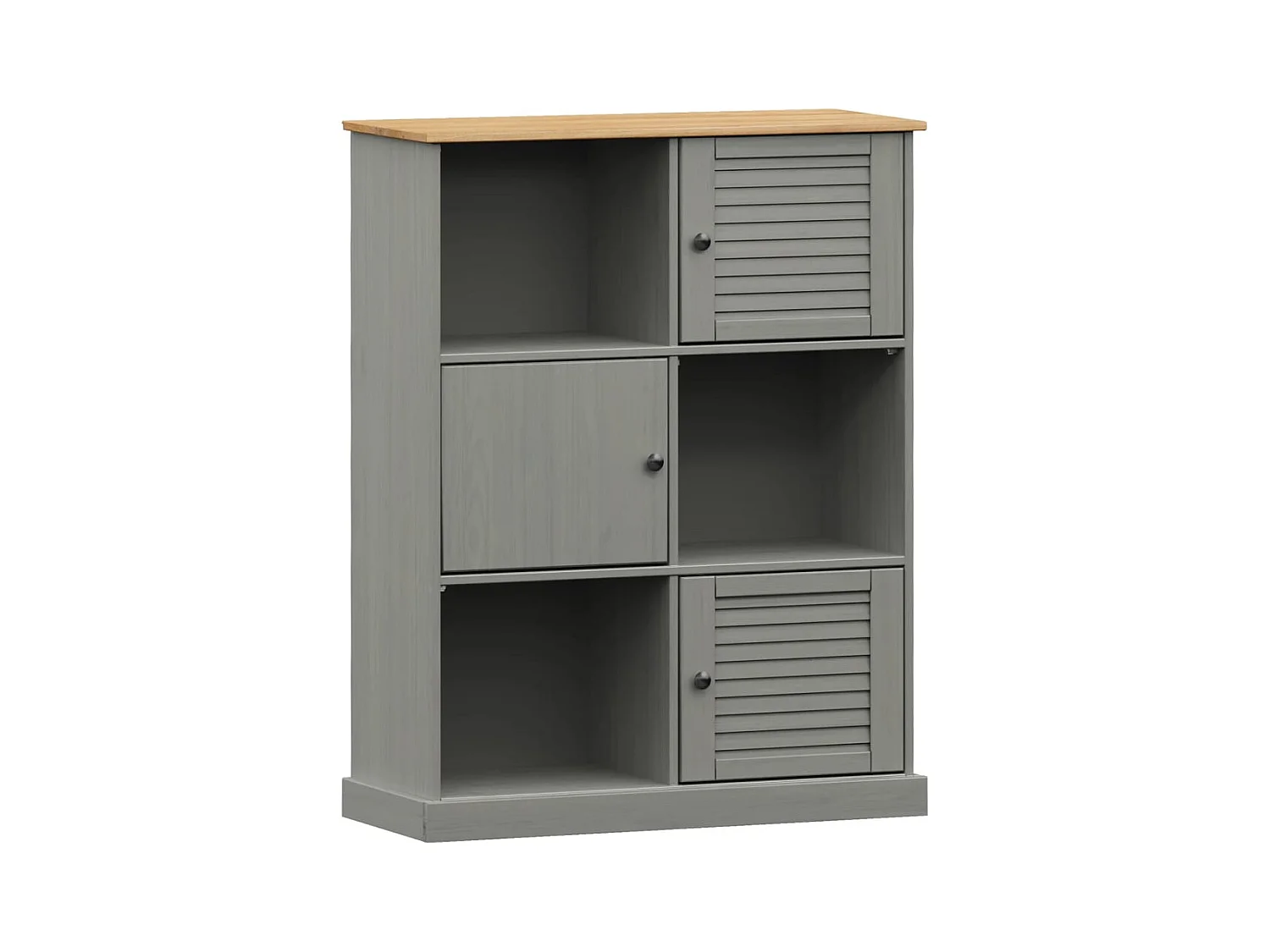 Thyron  Boekenkast VIGO 90x35x114,5 cm massief grenenhout grijs