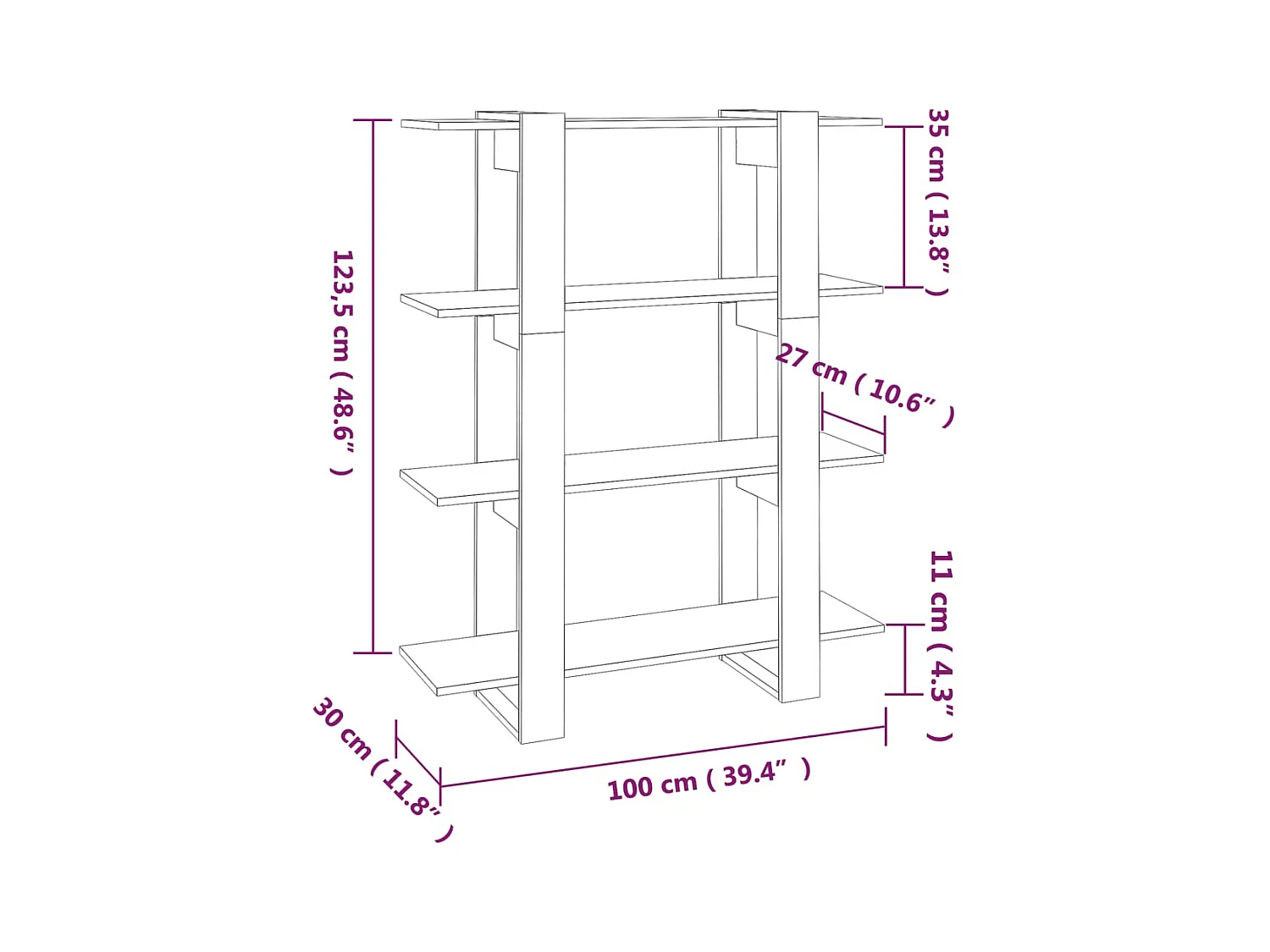 Celin  Bibliothèque/Séparateur de pièce Noir 100x30x123,5 cm