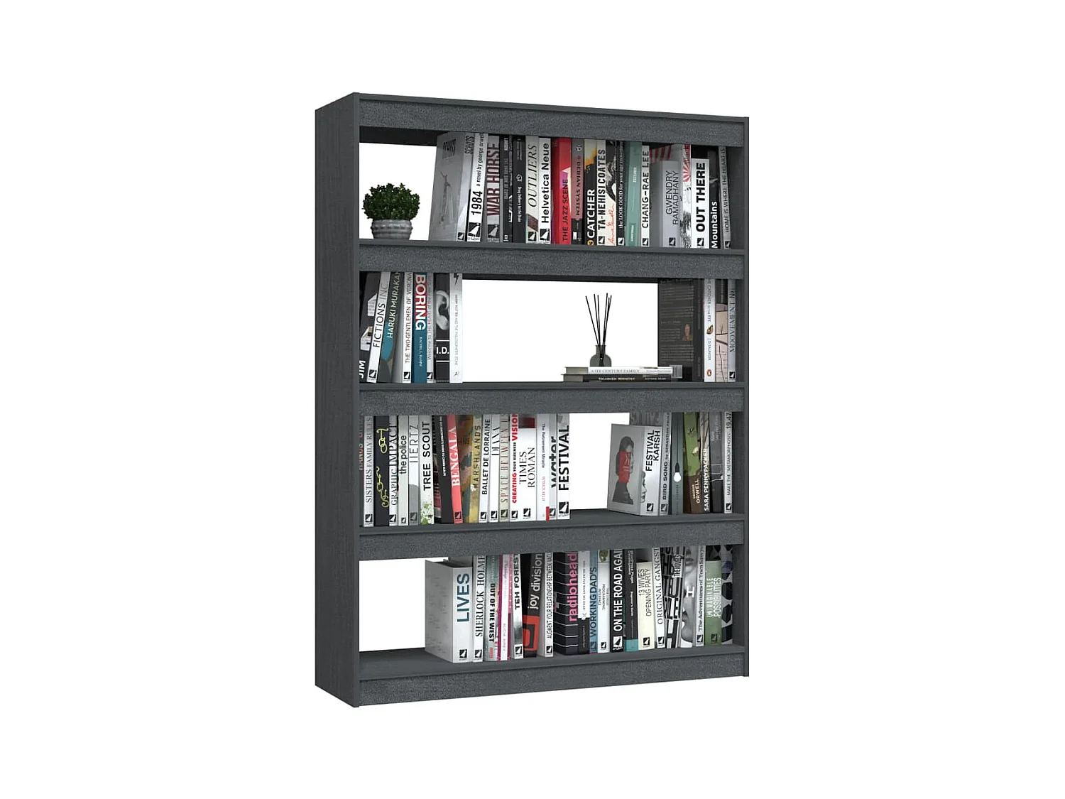 Centerville  Bibliothèque/Séparateur de pièce Gris 100x30x135,5cm Pin massif