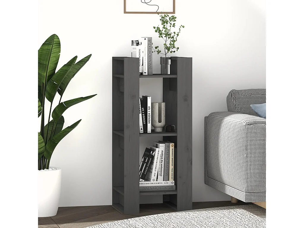 Aelron  Bibliothèque/Séparateur de pièce Gris 41x35x91 cm Pin solide
