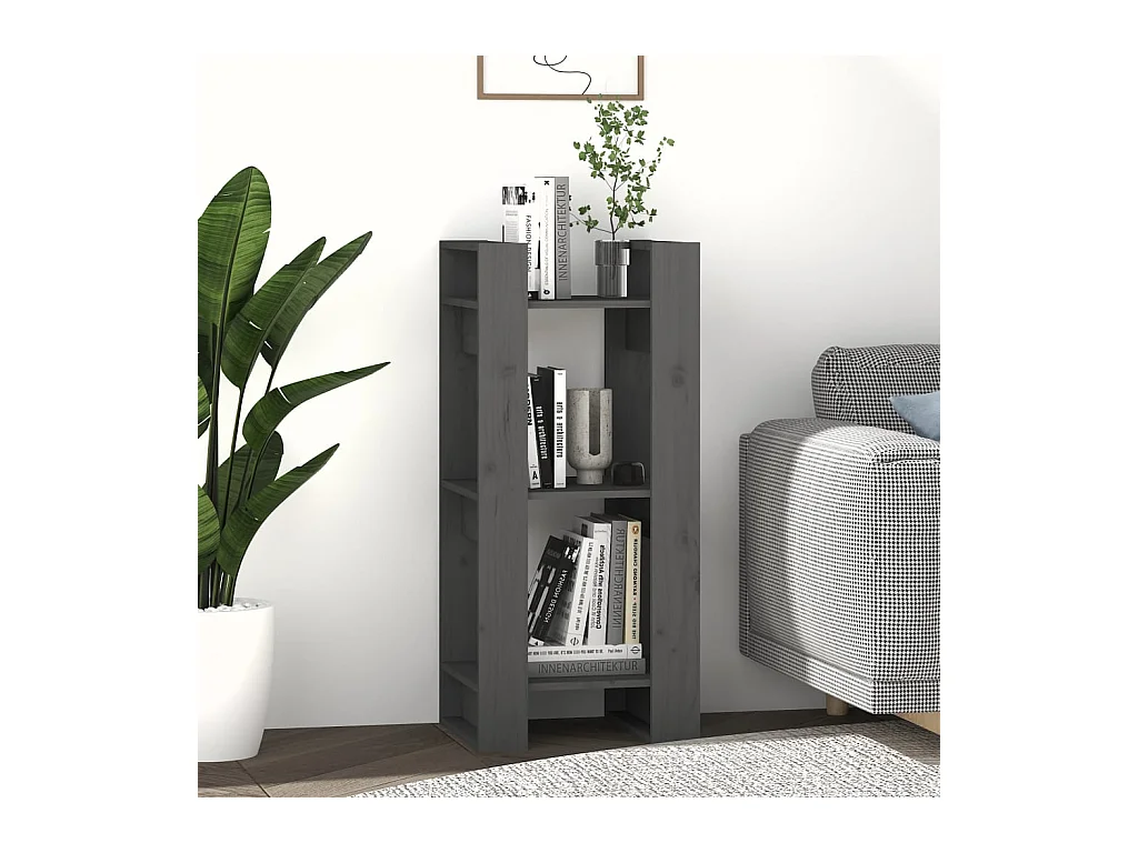 Aelron  Bibliothèque/Séparateur de pièce Gris 41x35x91 cm Pin solide
