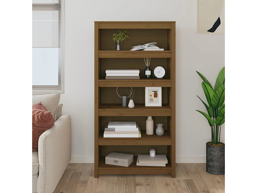Laurens  Bibliothèque Marron miel 80x35x154 cm Bois de pin massif