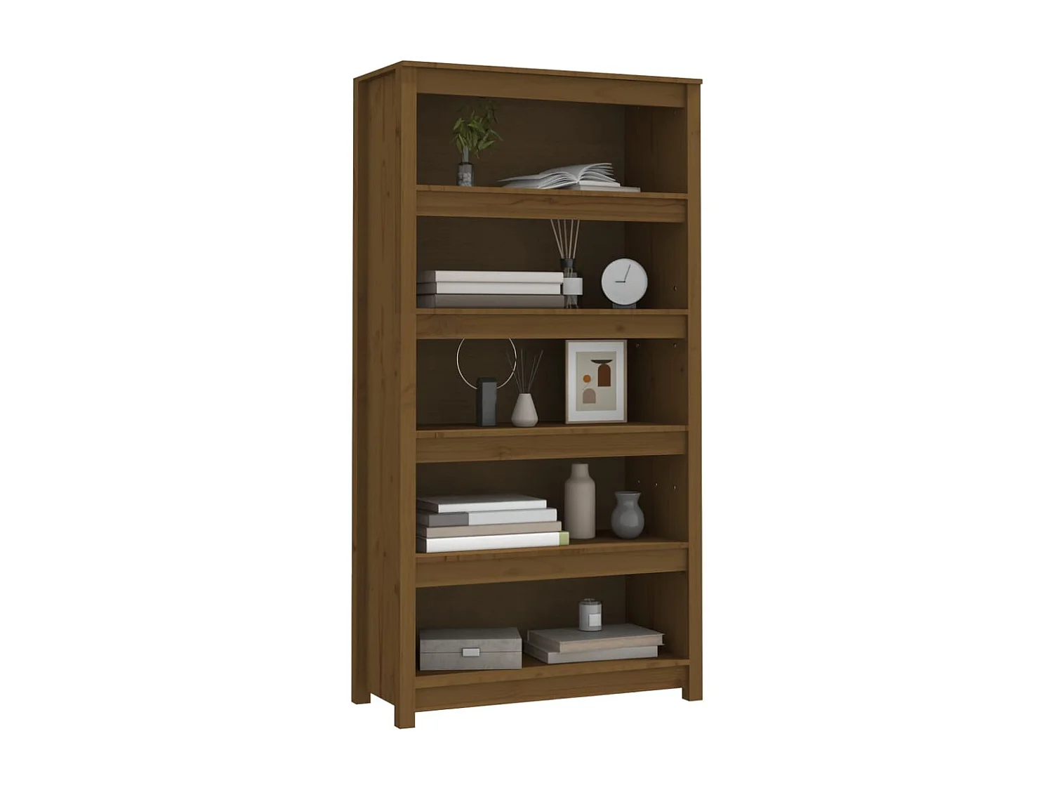 Laurens  Bibliothèque Marron miel 80x35x154 cm Bois de pin massif