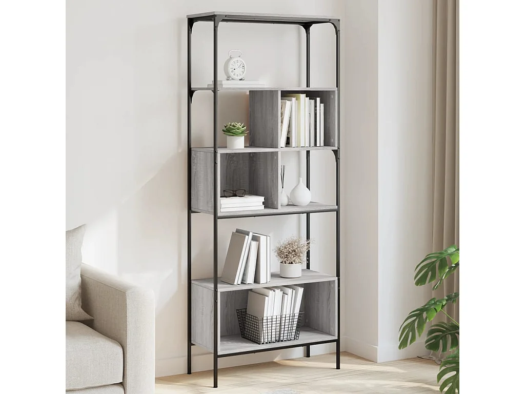 Jytte  Bibliothèque 5 niveaux sonoma gris 76x33x188,5 cm