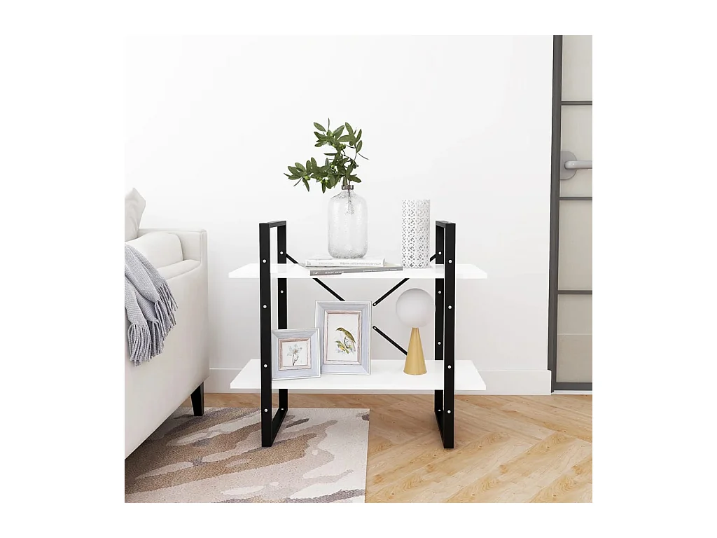 Vista  Bibliothèque à 2 niveaux Blanc 80x30x70 cm bois d'ingénierie