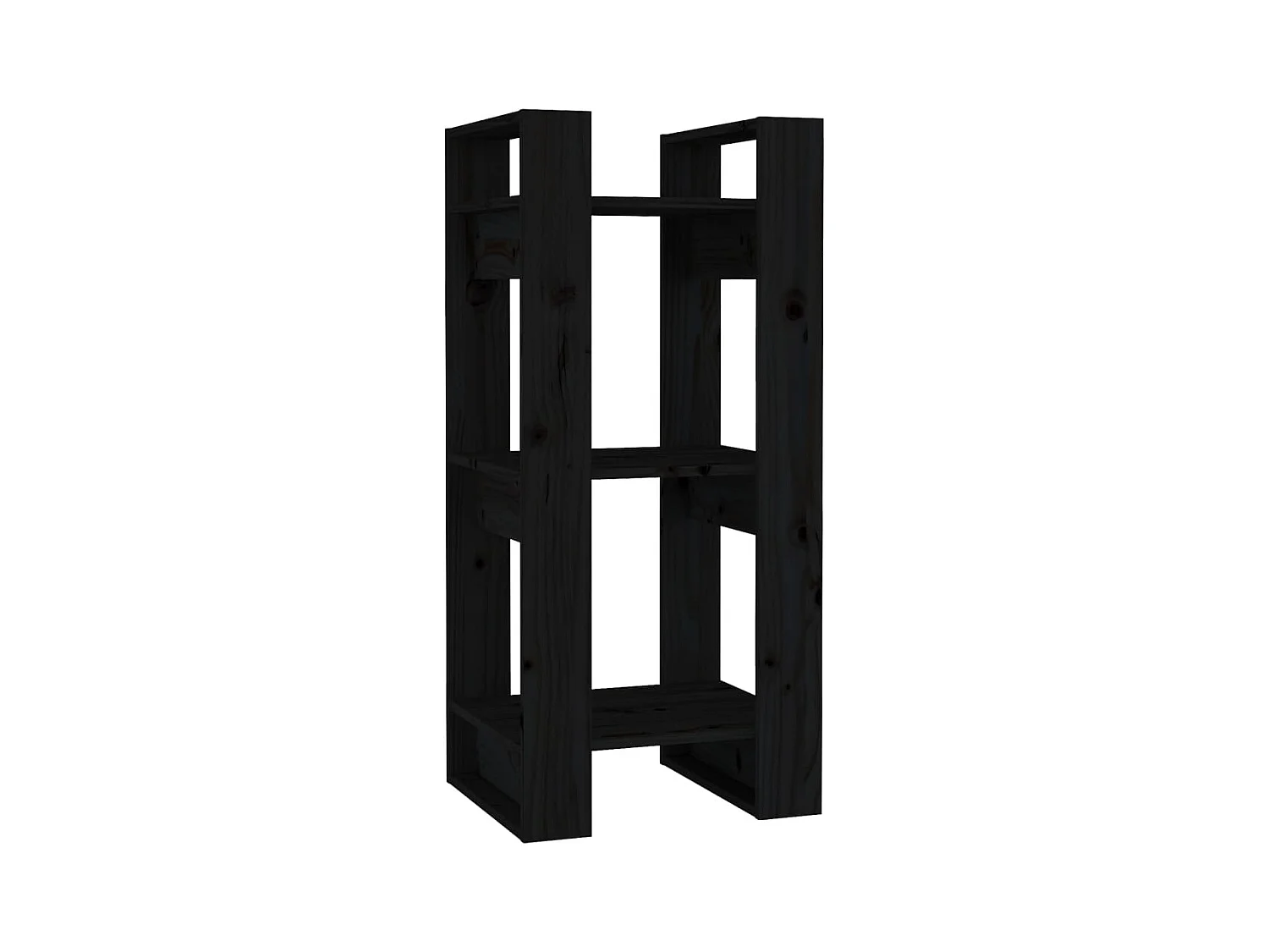 Aelron  Bibliothèque/Séparateur de pièce Noir 41x35x91 cm Pin solide