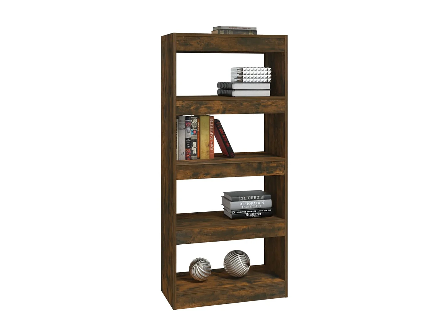 Loes  Bibliothèque/Cloison Chêne fumé 60x30x135 cm Bois d'ingénierie