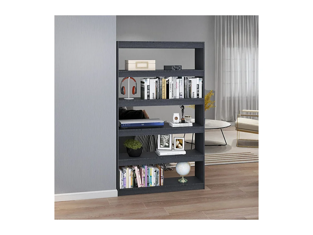 Centerville  Bibliothèque/Séparateur de pièce Gris 100x30x167,5cm Pin massif