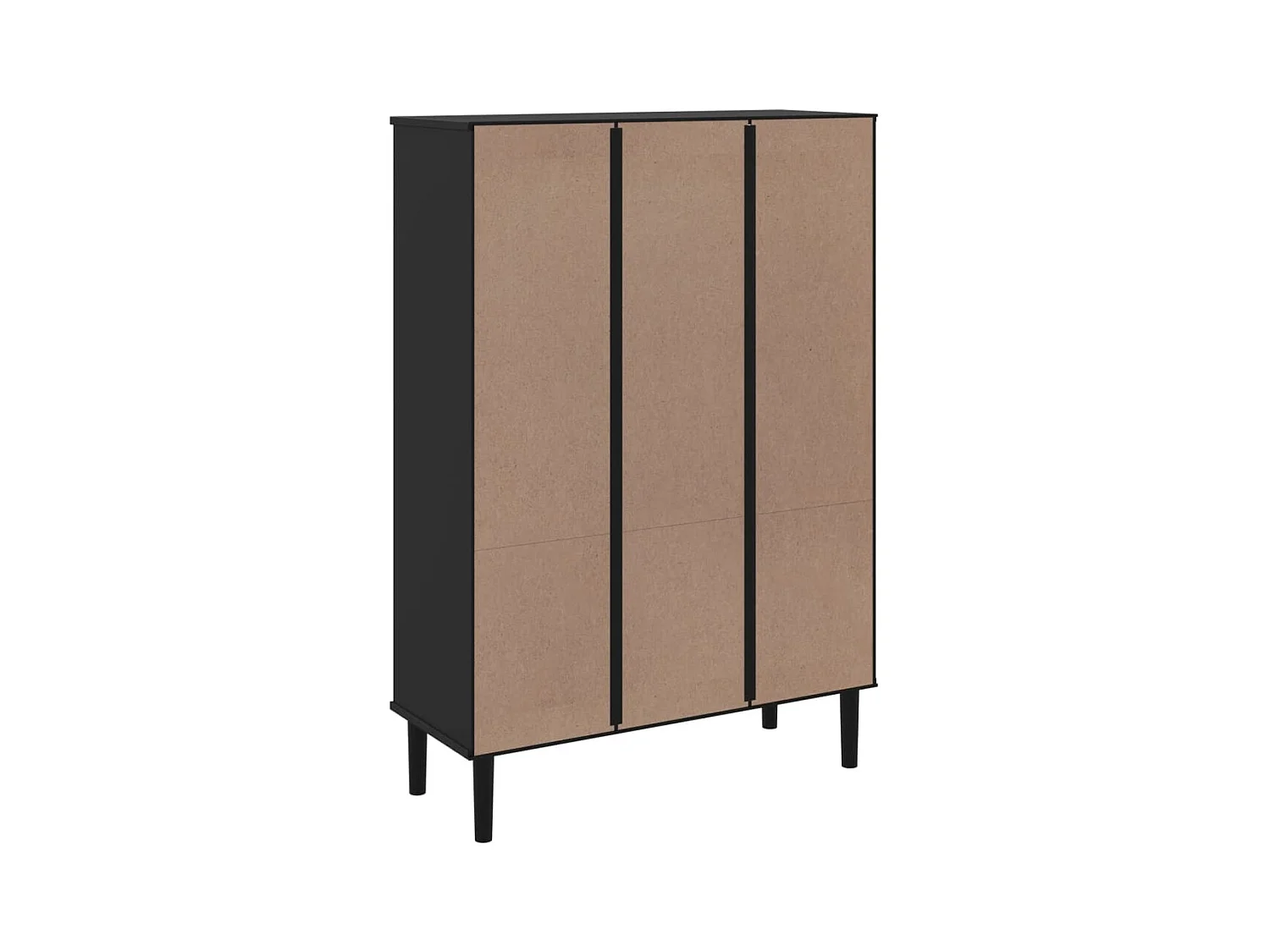 Zelyra  Bibliothèque SENJA aspect de rotin noir bois massif de pin