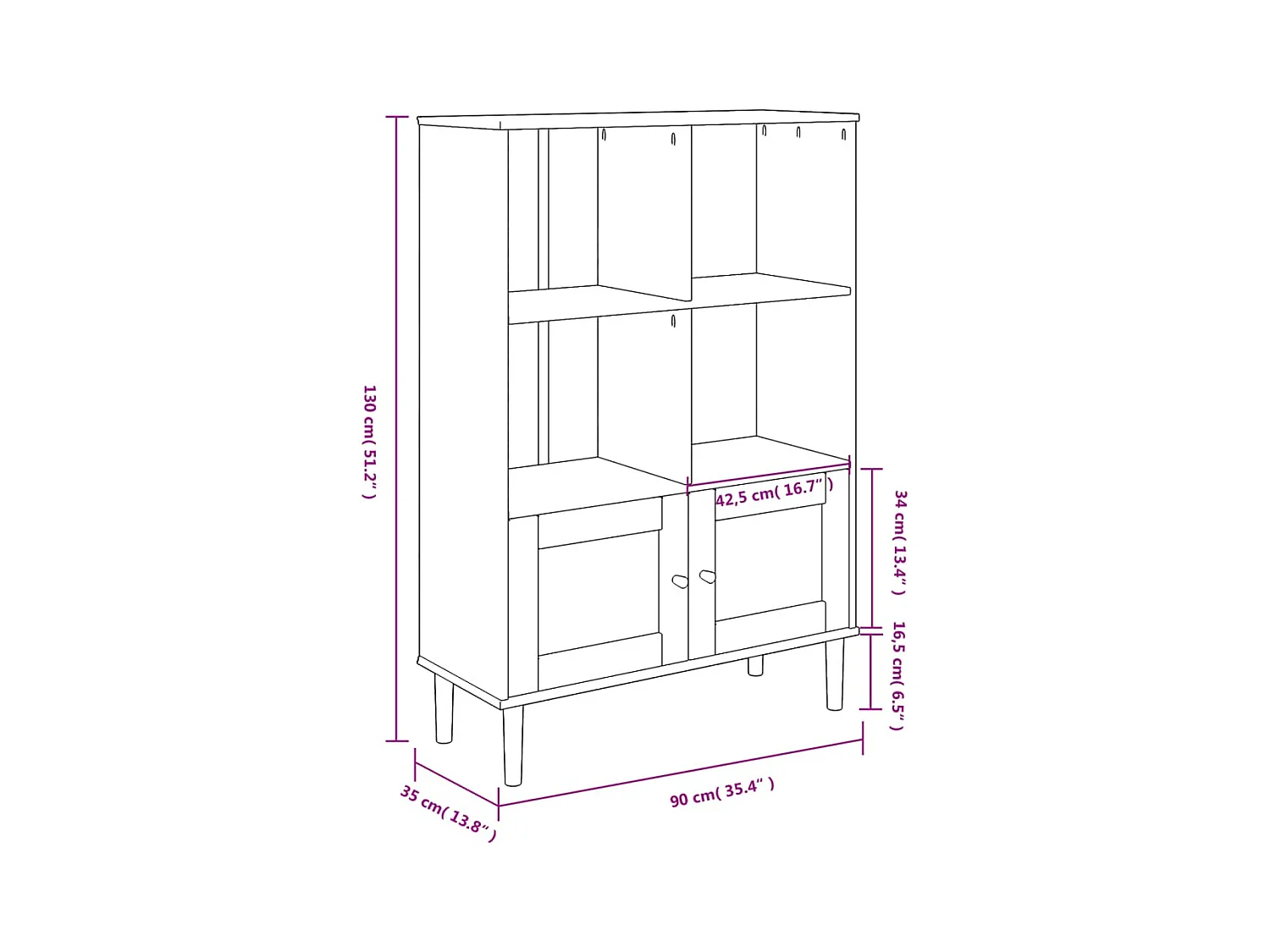 Zelyra  Bibliothèque SENJA aspect de rotin noir bois massif de pin