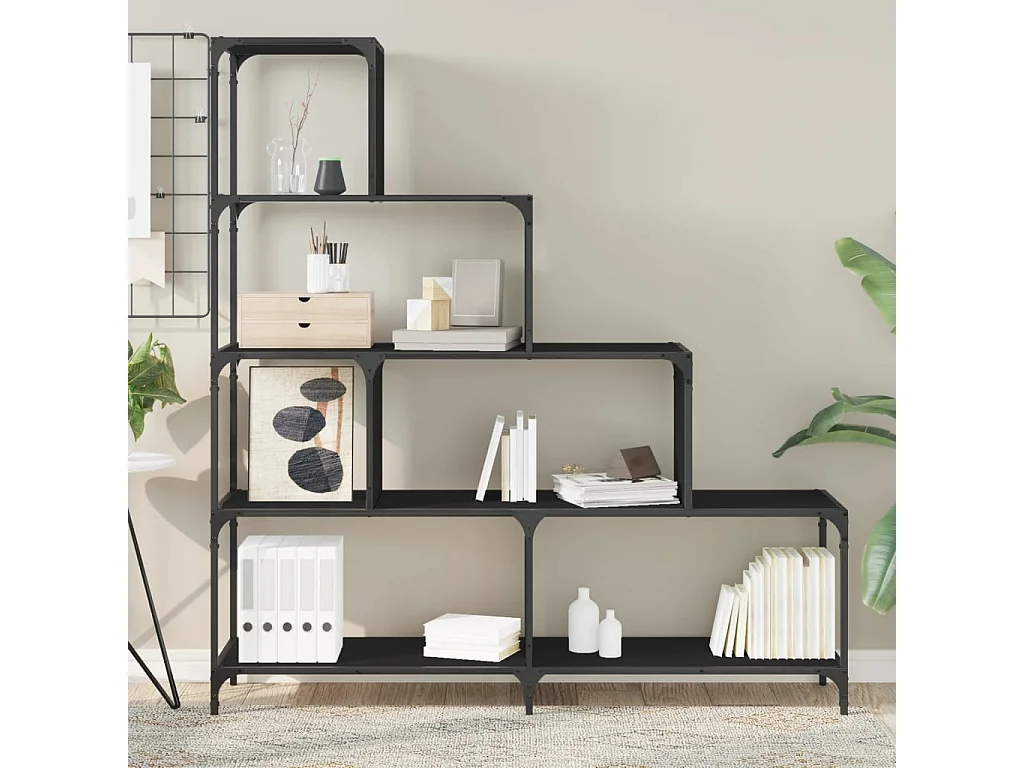 Unaris  Bibliothèque à 4 niveaux noir 139x33,5x149 cm bois d'ingénierie