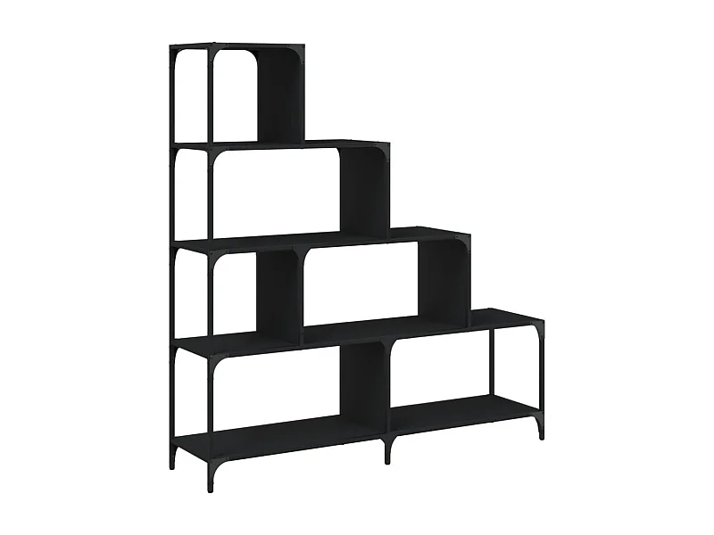 Unaris  Librería con 4 peldaños madera ingeniería negro 139x33,5x149 cm