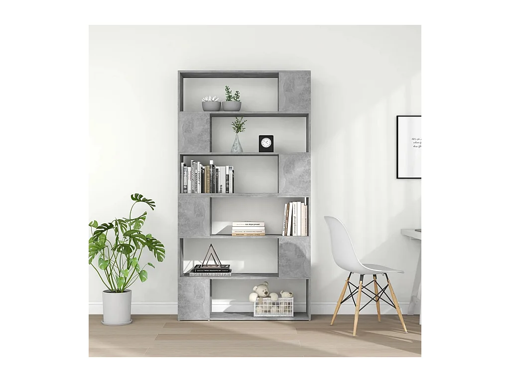 Branchville  Bibliothèque/Séparateur de pièce Gris béton 100x24x188 cm
