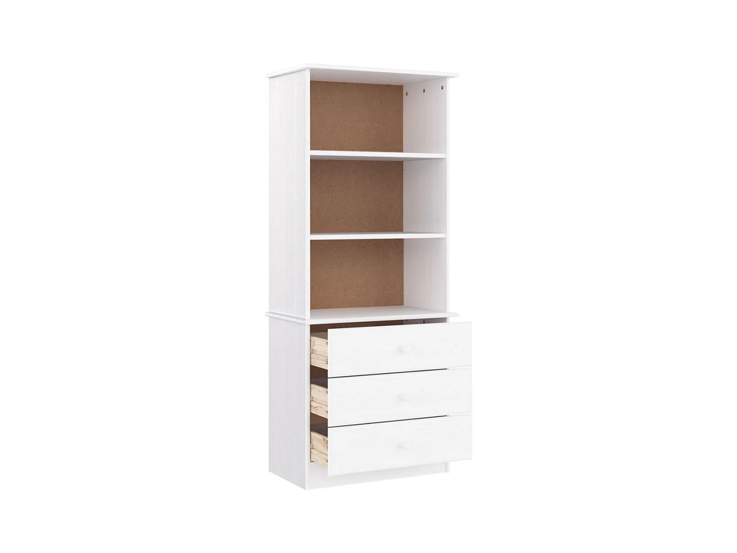 Arven  Bibliothèque et tiroirs ALTA blanc 60x35x142 cm bois massif pin