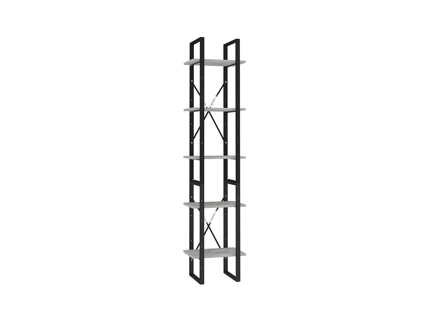 Edith  Bibliothèque à 5 niveaux Gris béton 40x30x175cm Bois ingénierie