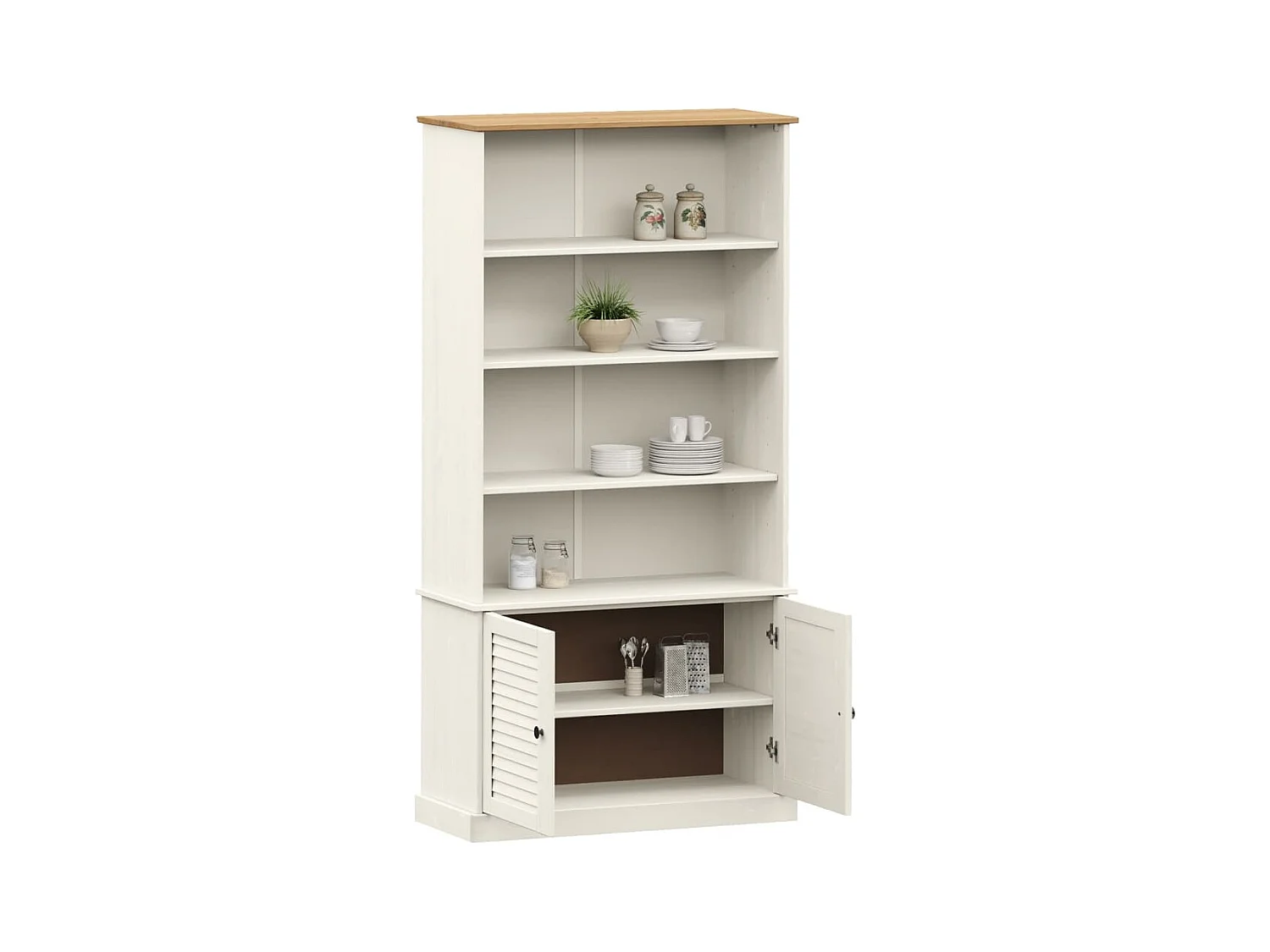 Larindor  Bibliothèque VIGO blanc 85x35x170 cm bois massif de pin