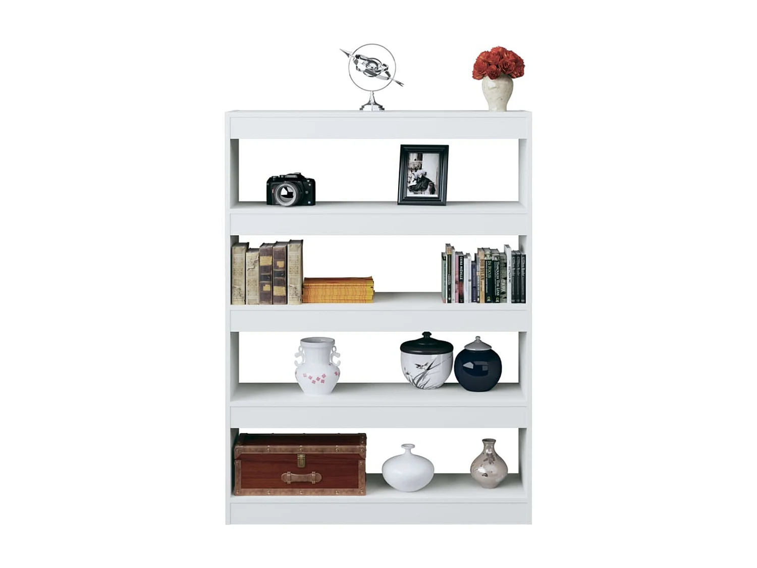 Gyrella  Bibliothèque/Séparateur de pièce Blanc brillant 100x30x135 cm