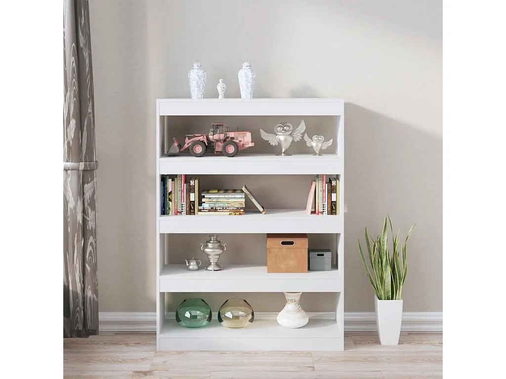 Gyrella  Bibliothèque/Séparateur de pièce Blanc brillant 100x30x135 cm