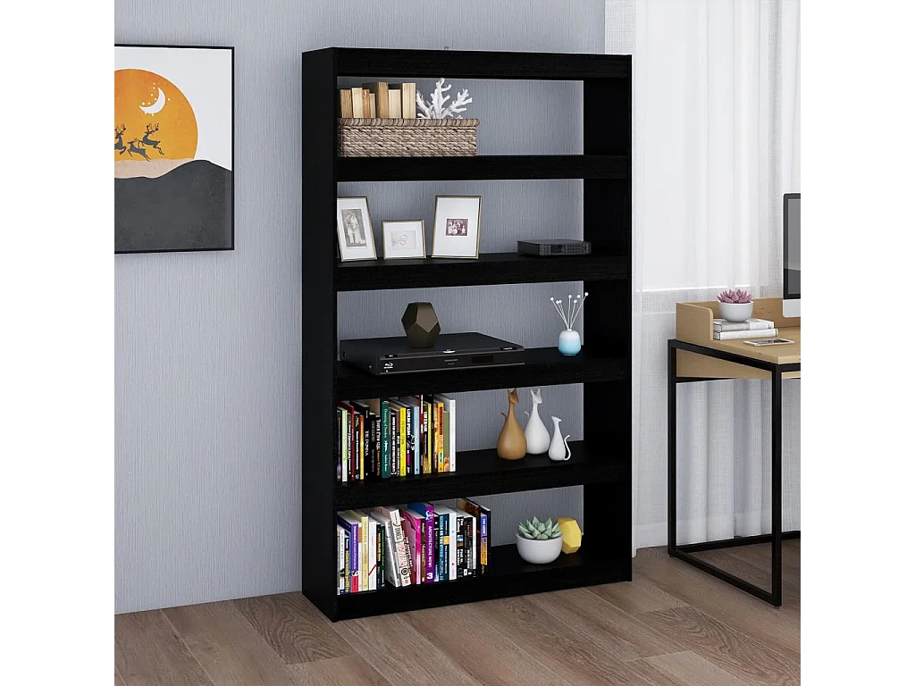 Centerville  Bibliothèque/Séparateur de pièce Noir 100x30x167,5cm Pin massif