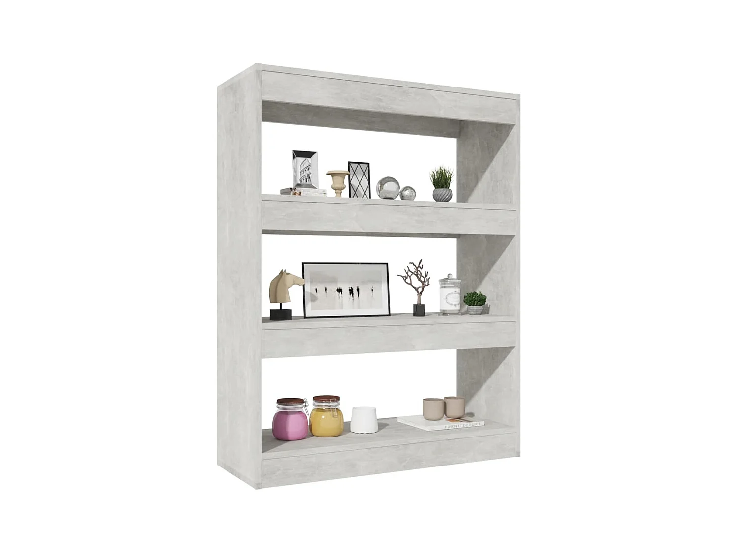 Qerlin  Bibliothèque/Cloison Gris béton 80x30x103 cm Bois d'ingénierie