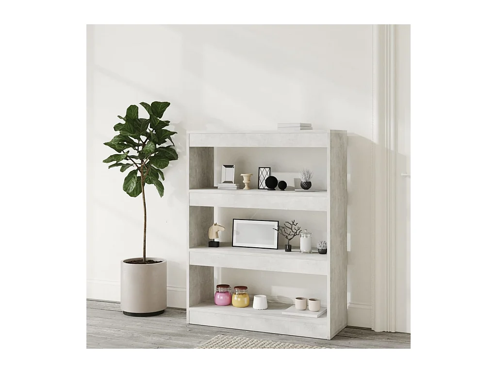 Qerlin  Bibliothèque/Cloison Gris béton 80x30x103 cm Bois d'ingénierie