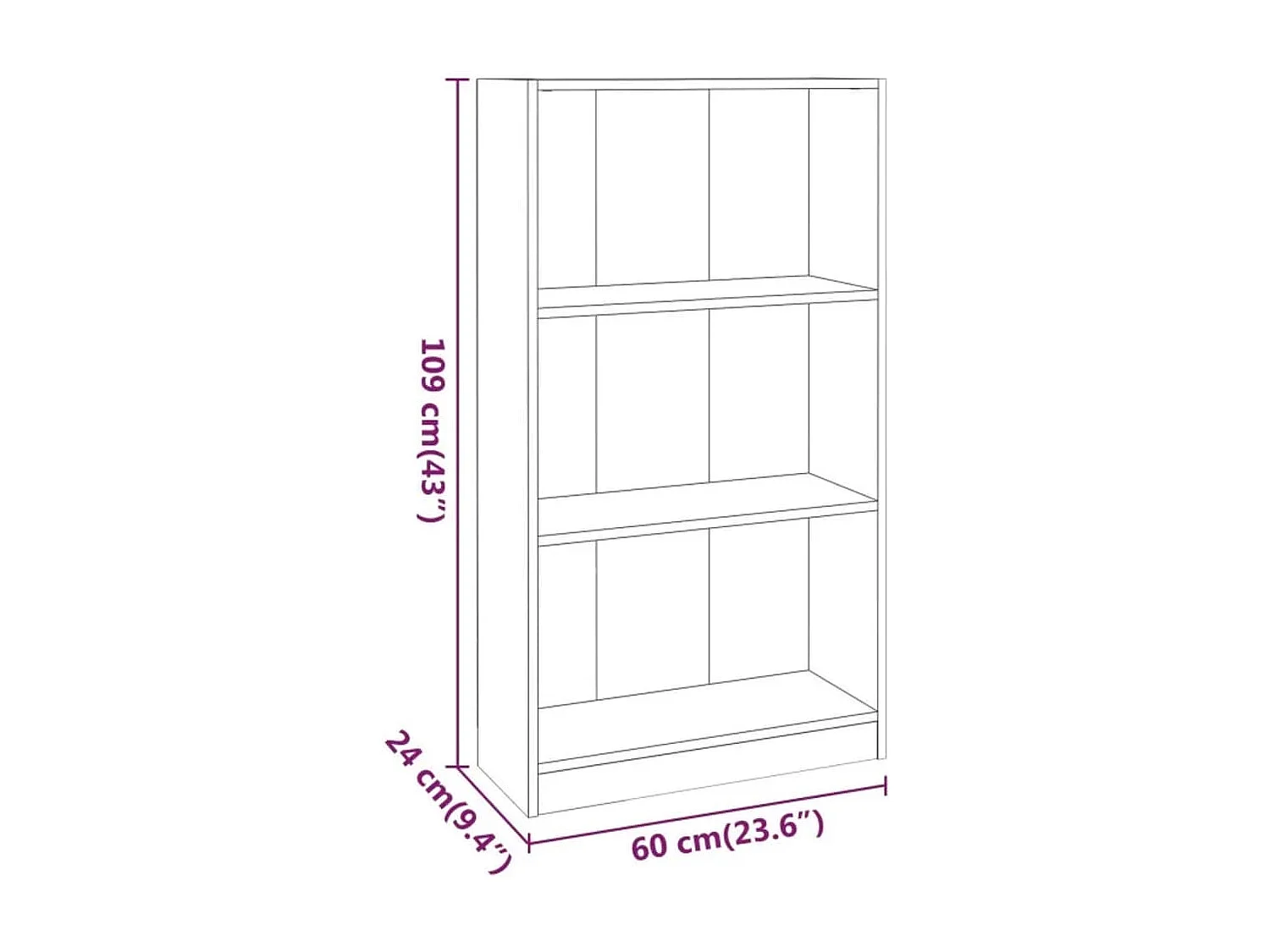 Jairo  Bibliothèque Chêne marron 60x24x109 cm Bois d'ingénierie