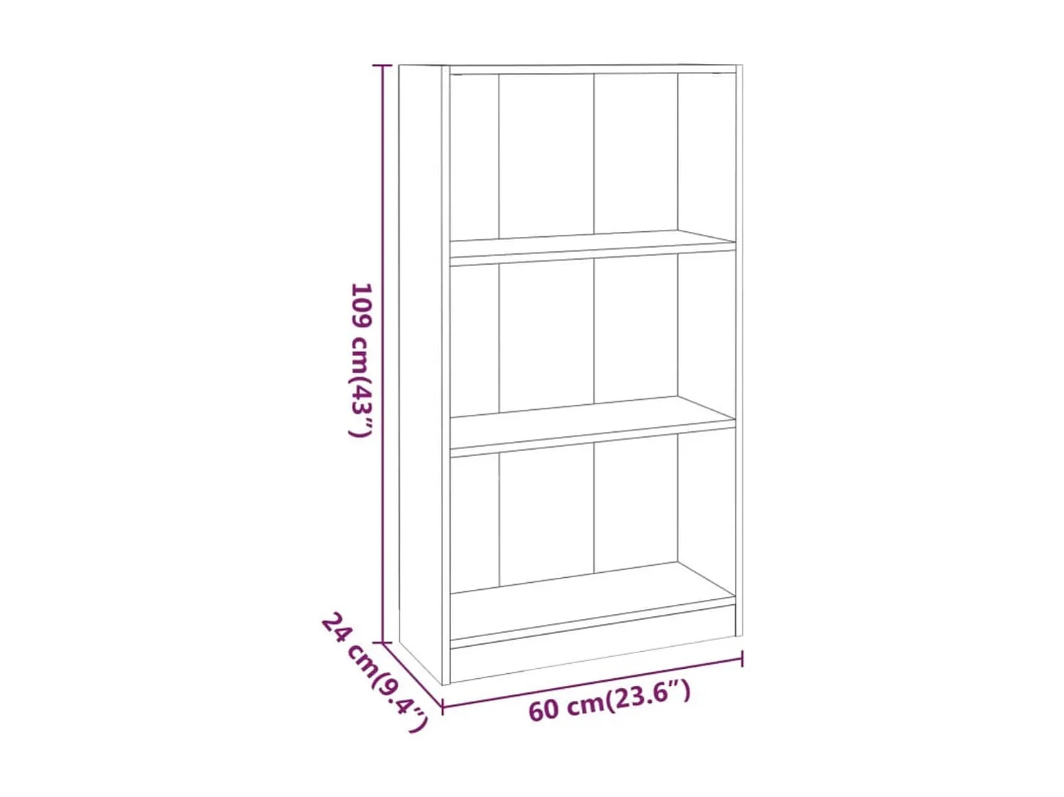 Jairo  Bibliothèque Chêne marron 60x24x109 cm Bois d'ingénierie