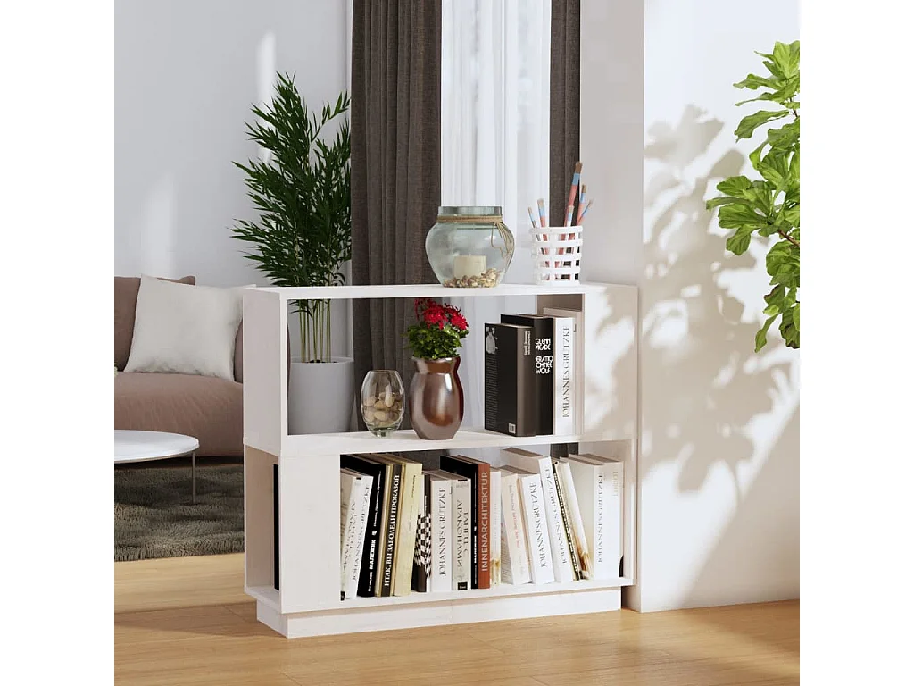 Jean-Paul-Jacques  Bibliothèque/Séparateur de pièce Blanc 80x25x70 cm Pin solide