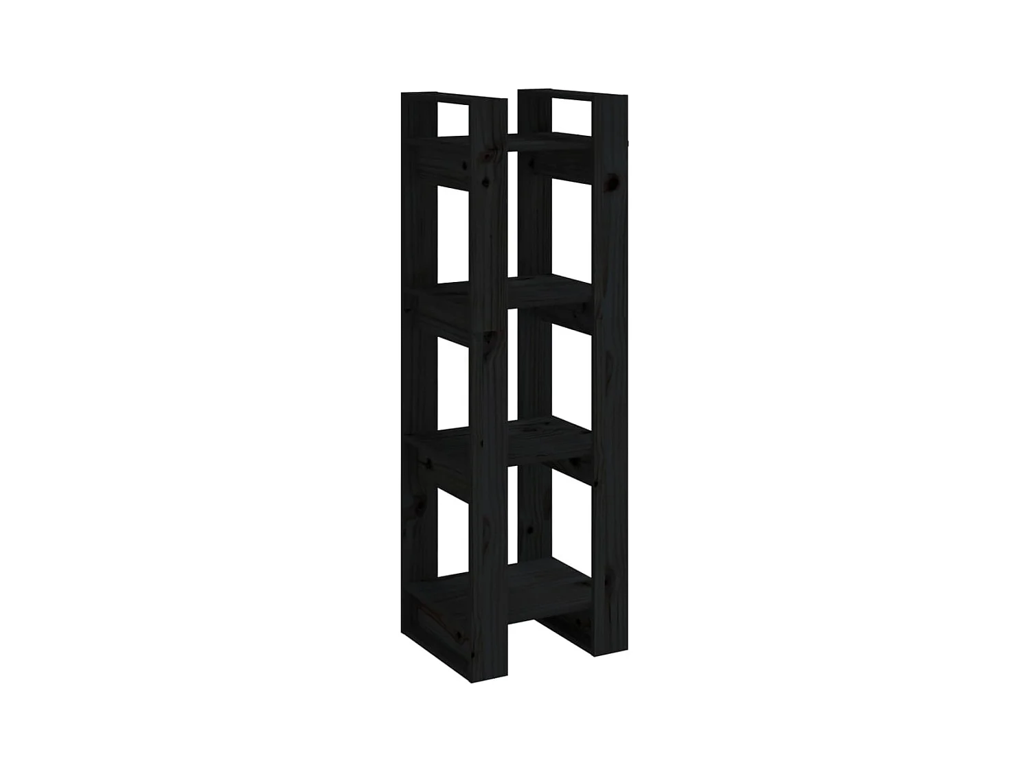 Vera  Boekenkast/kamerscherm 41x35x125 cm massief grenenhout zwart
