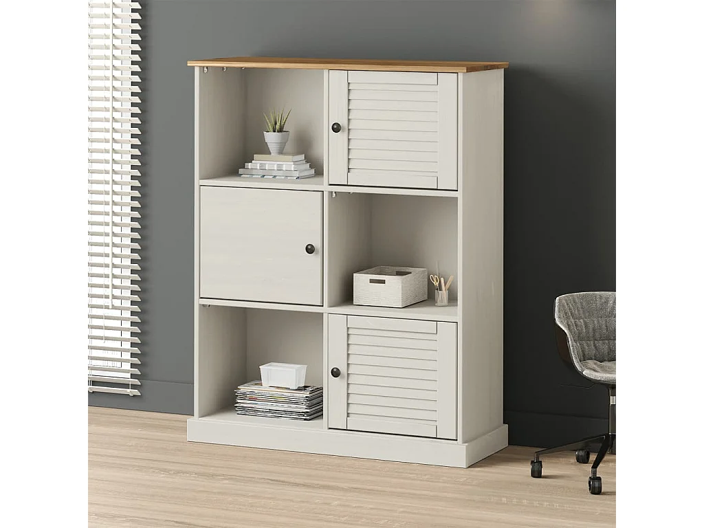 Thyron  Librería VIGO madera maciza de pino blanco 90x35x114,5 cm