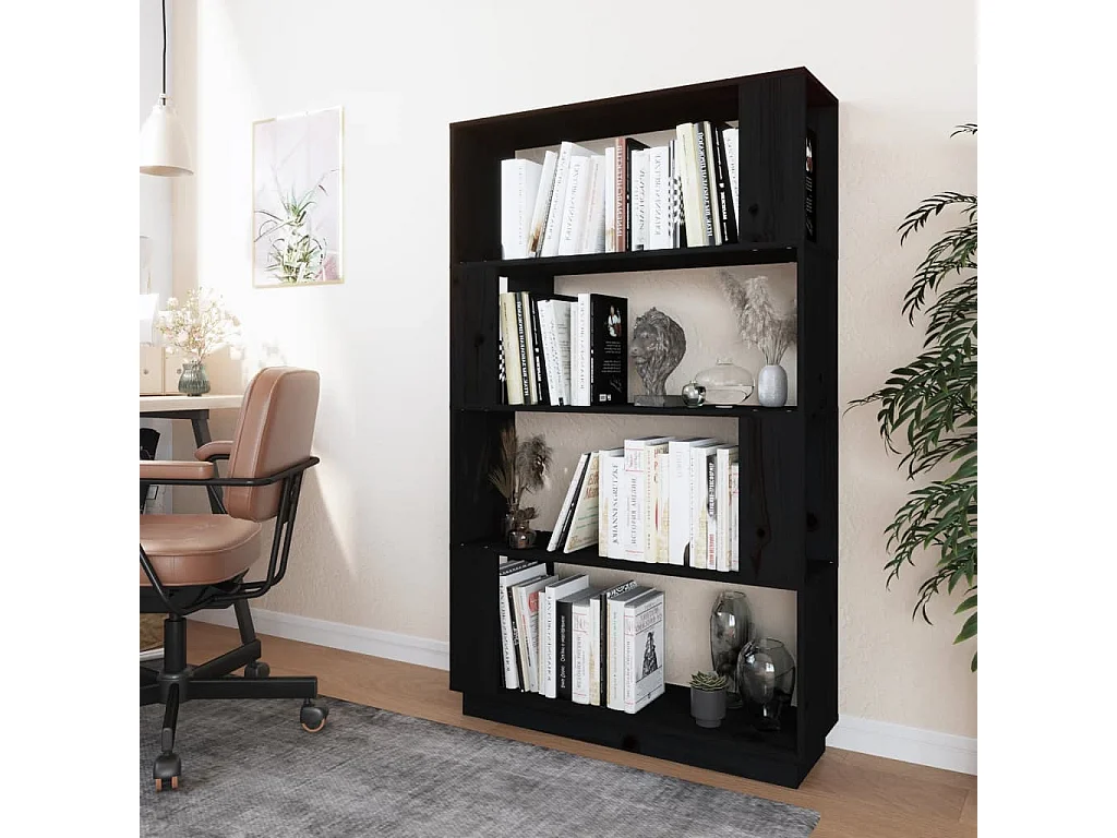 Dilber  Bibliothèque/Séparateur de pièce Noir 80x25x132 cm Pin massif