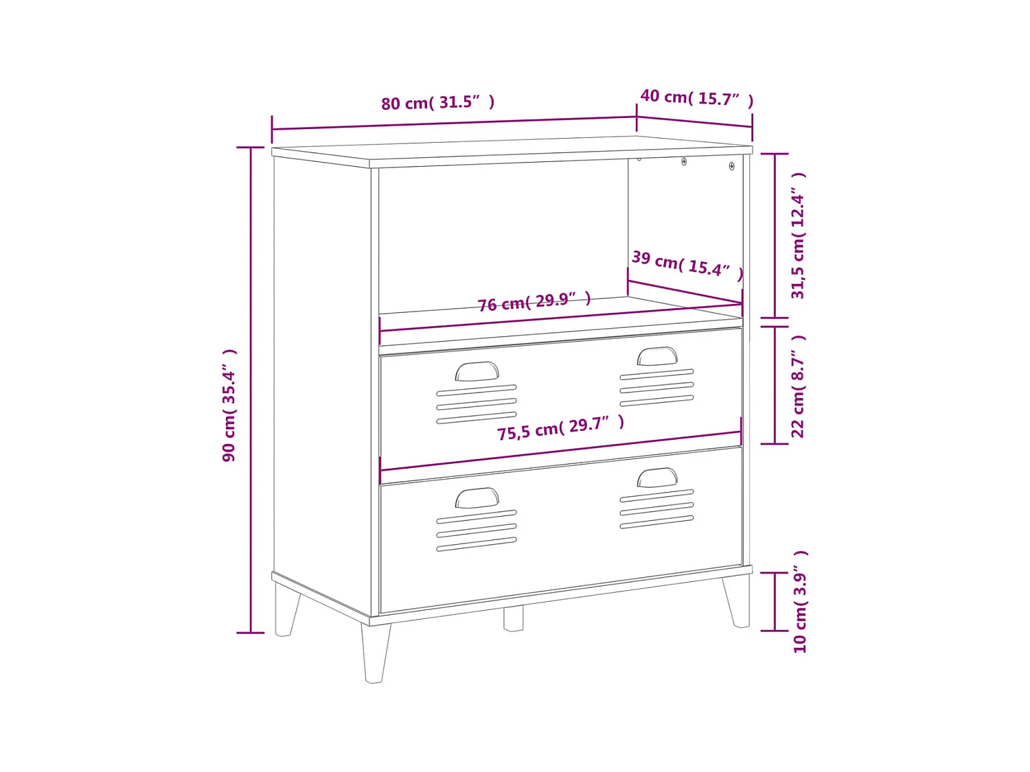Lene  Librería VIKEN madera de ingeniería gris antracita 80x40x90 cm