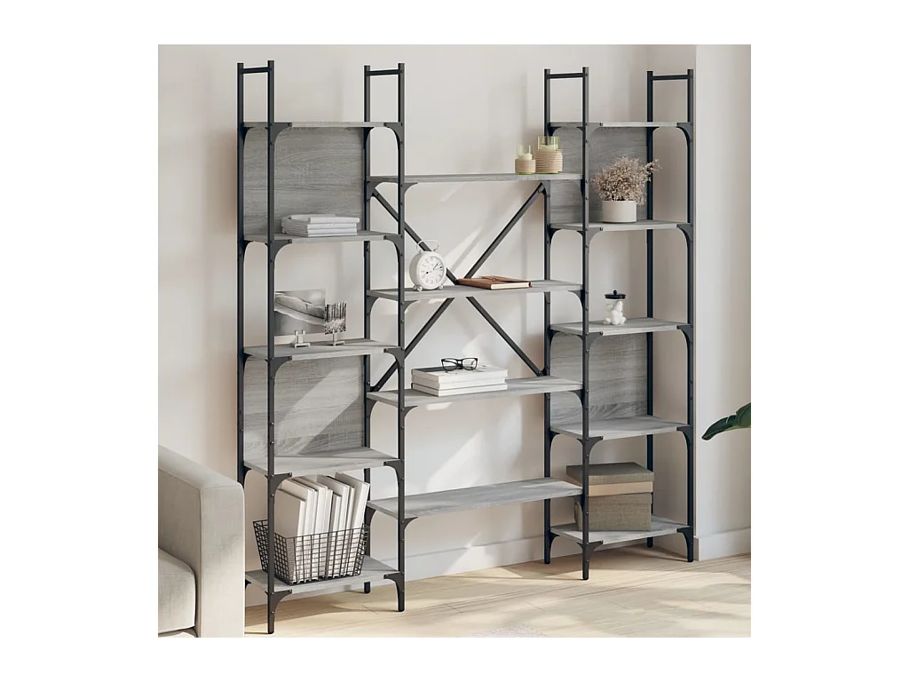 Kiki  Bibliothèque sonoma gris 155,5x24x166,5 cm bois d'ingénierie